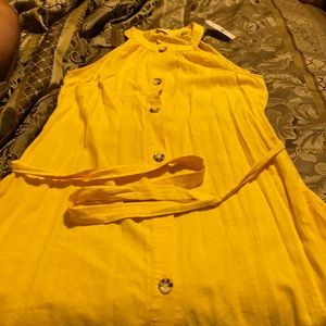Button Down Yellow Dress